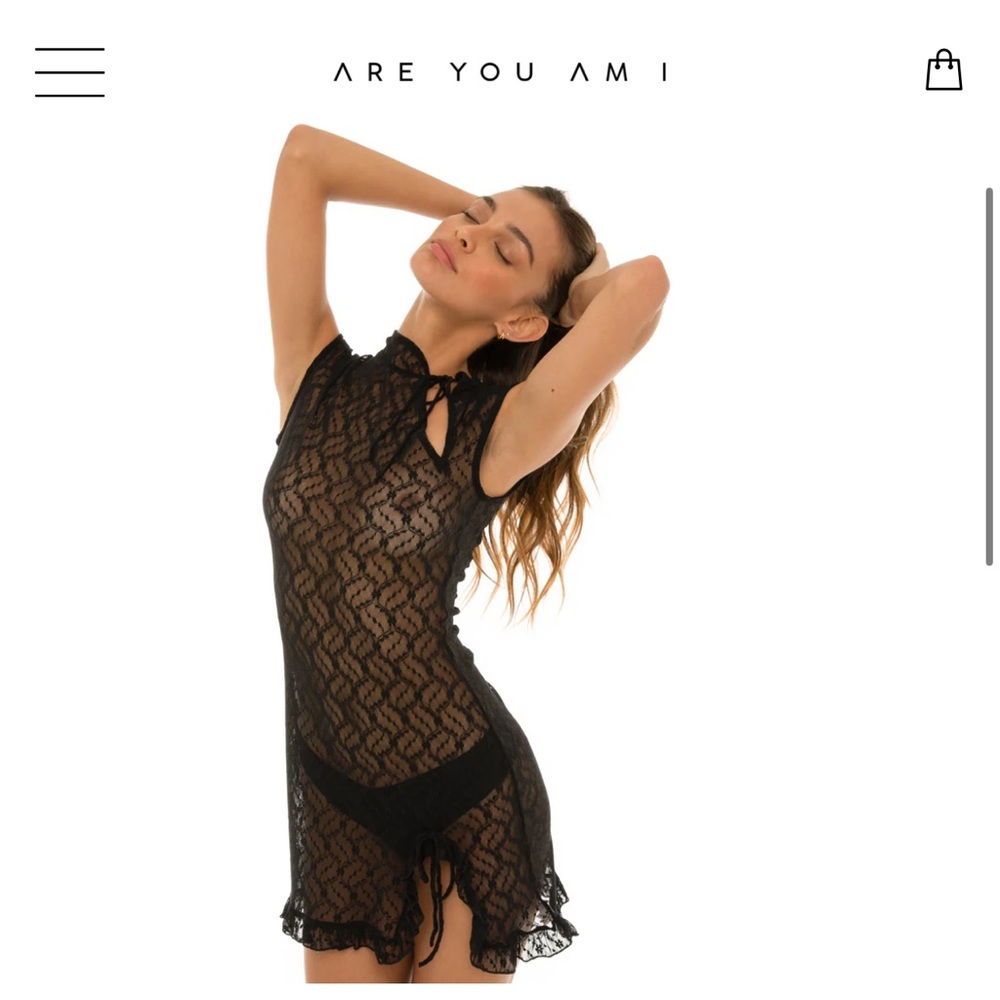 ARE YOU AM I Black Sheer Lace Mini Dress - Picture 5 of 6